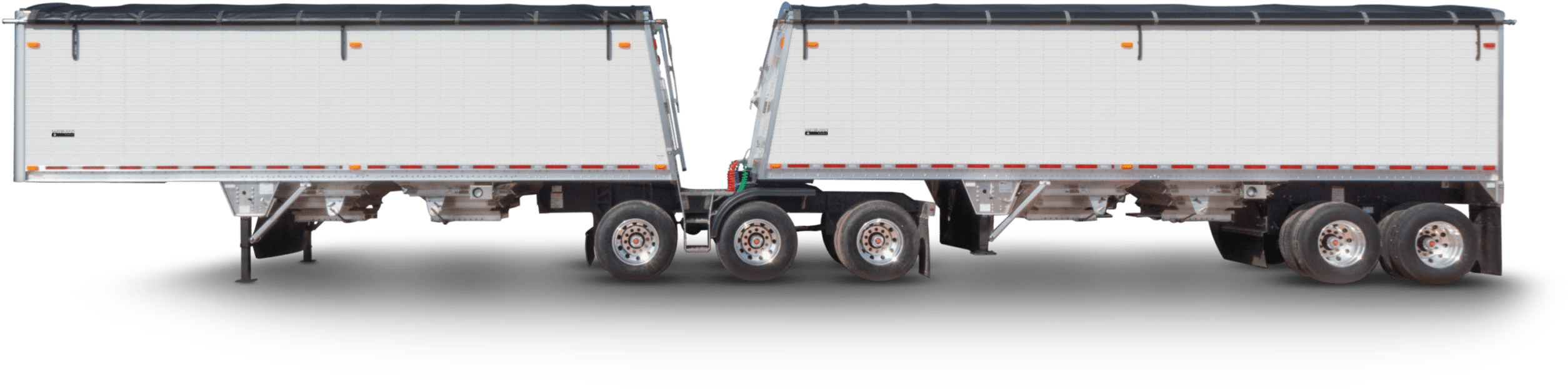 A Super B train: a lead trailer and a pup trailer linked by a fifth wheel
